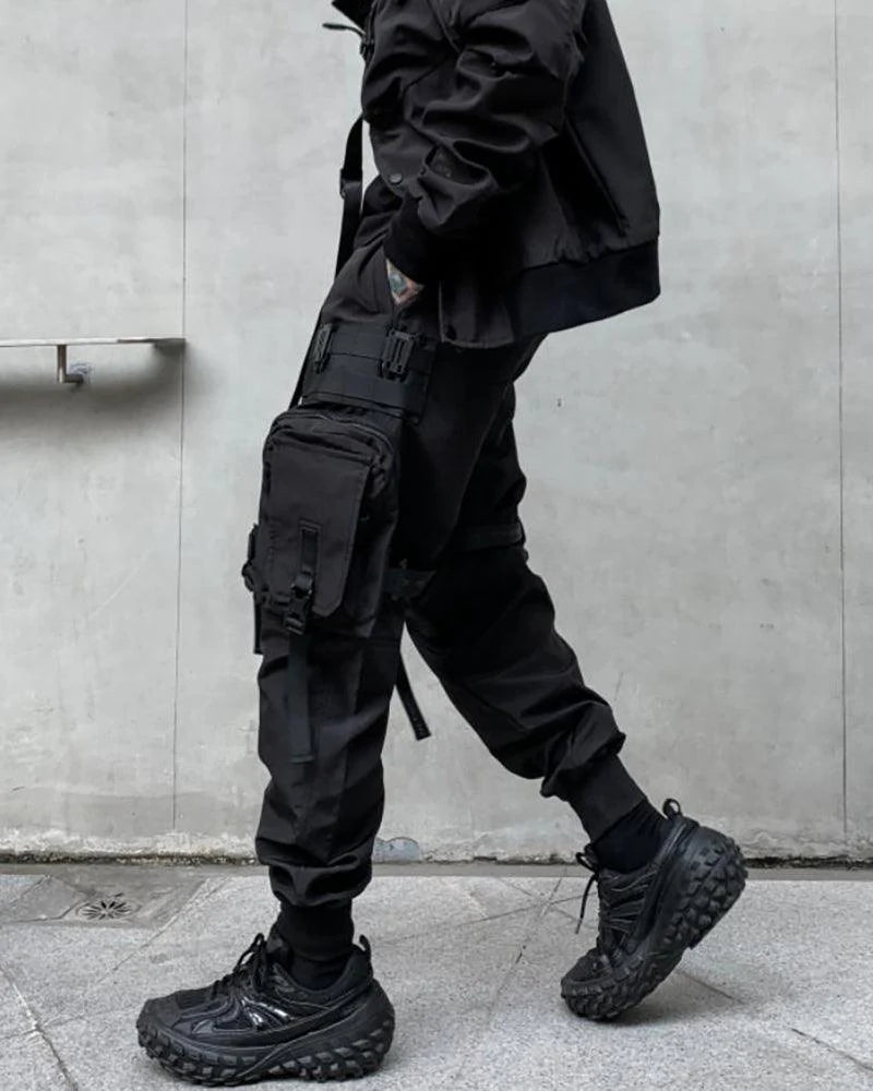 Functional Black Multi-Pocket Cargo Pants