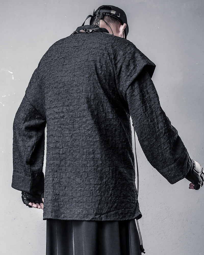 Dark Modern Japanese Asymmetrical Robe Shirt