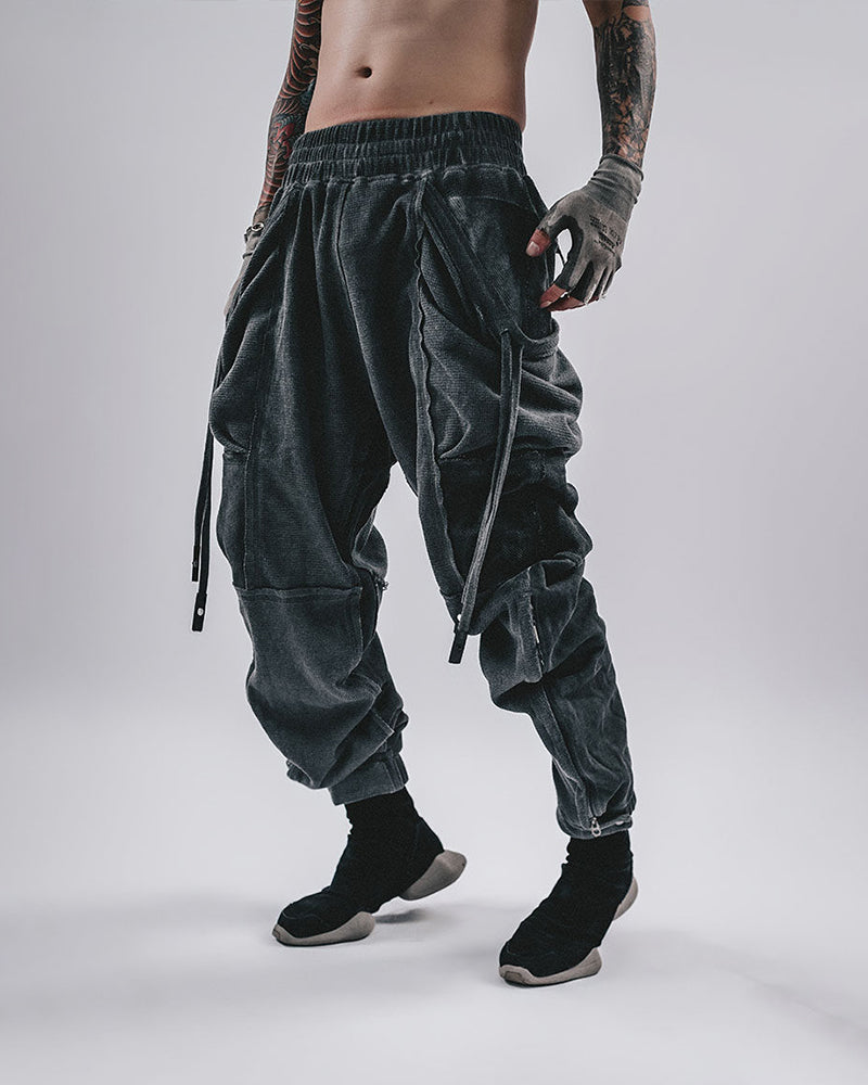 Waffle-Knit Spliced Wasteland Jogger Pants