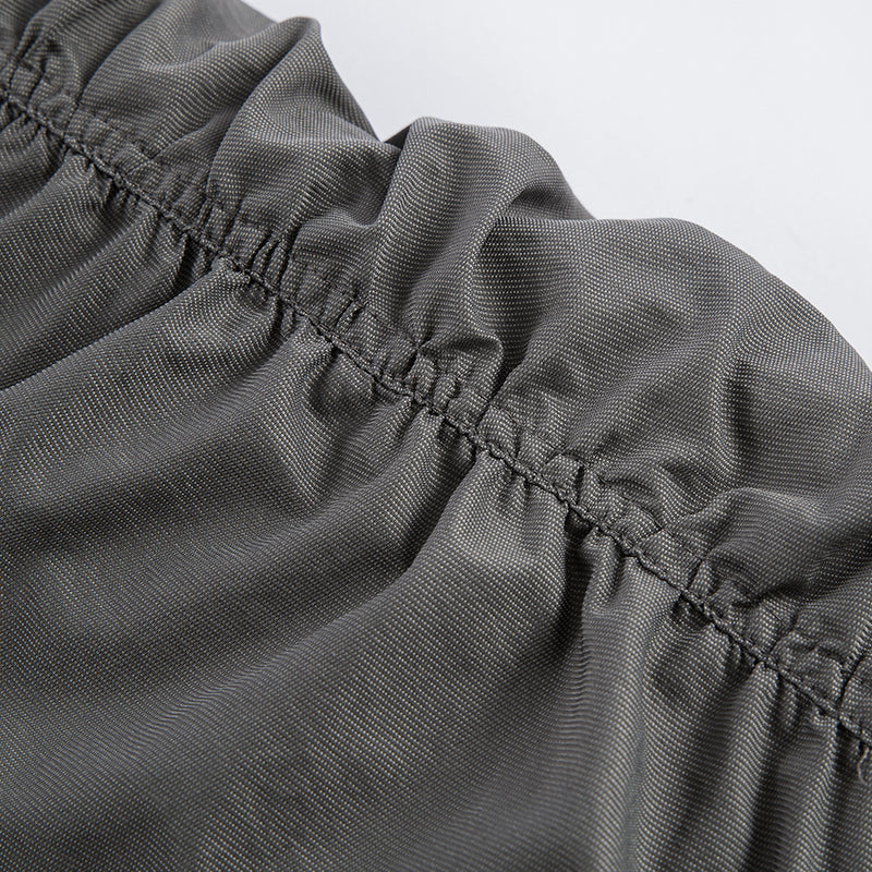 Ruched Nylon Hooded Bomber