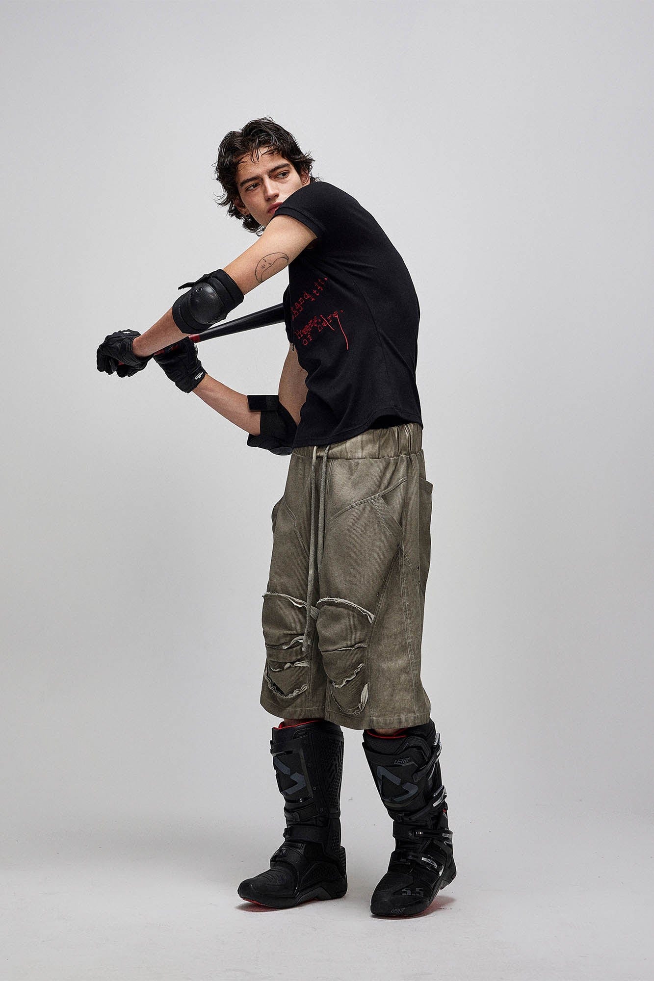 Dirty Fit Layered Frayed Knee Shorts