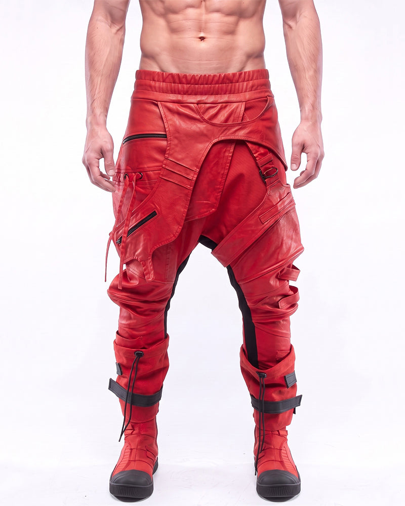 Wasteland Waxed Cut-Out Asymmetric Slim-Fit Pants