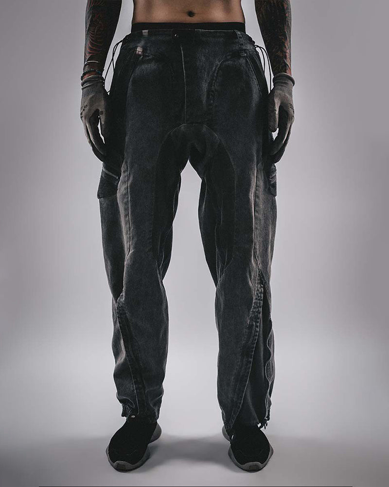 Wasteland Techwear Multi-Pocket Zip-Adjust Parachute Cargo Pants