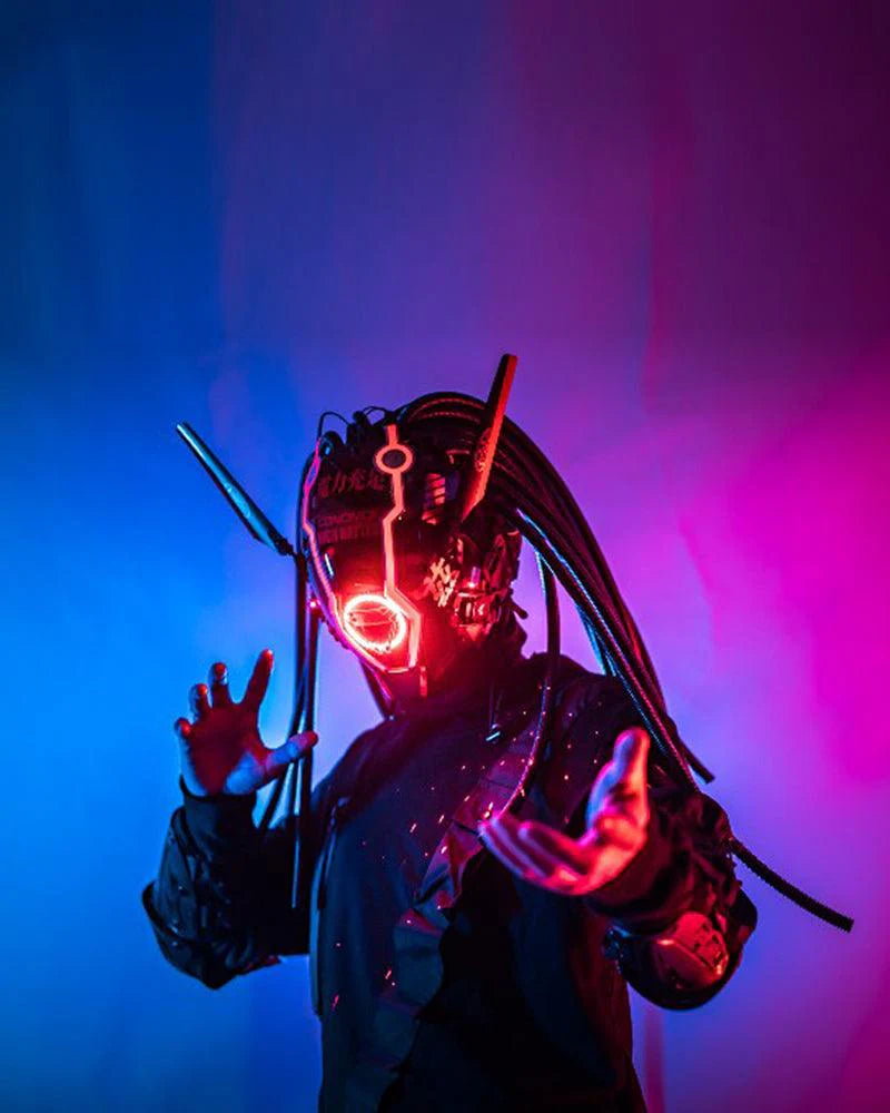 Samurai Dreadlocks LED Cyberpunk Helmet Mask