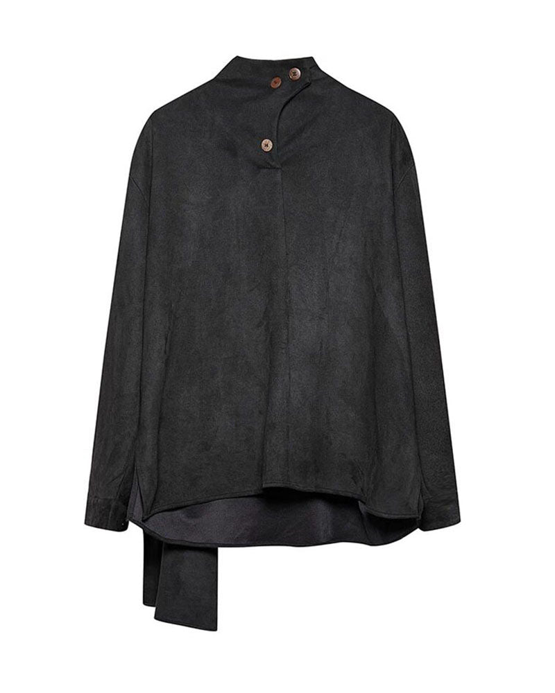 Modern Japanese Shawl Collar Suede Sweatshirt