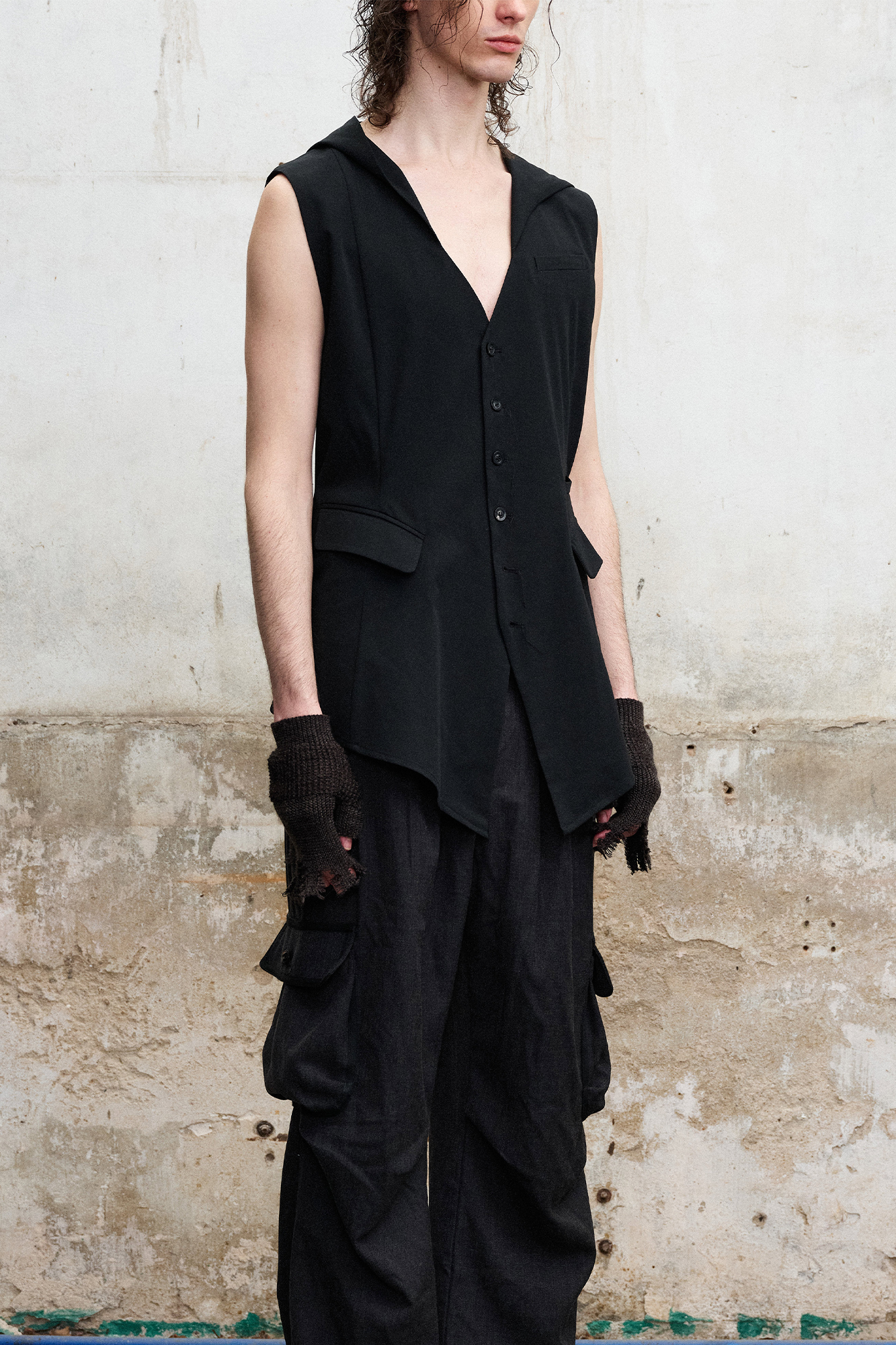 Pleated Cargo Flare Pants