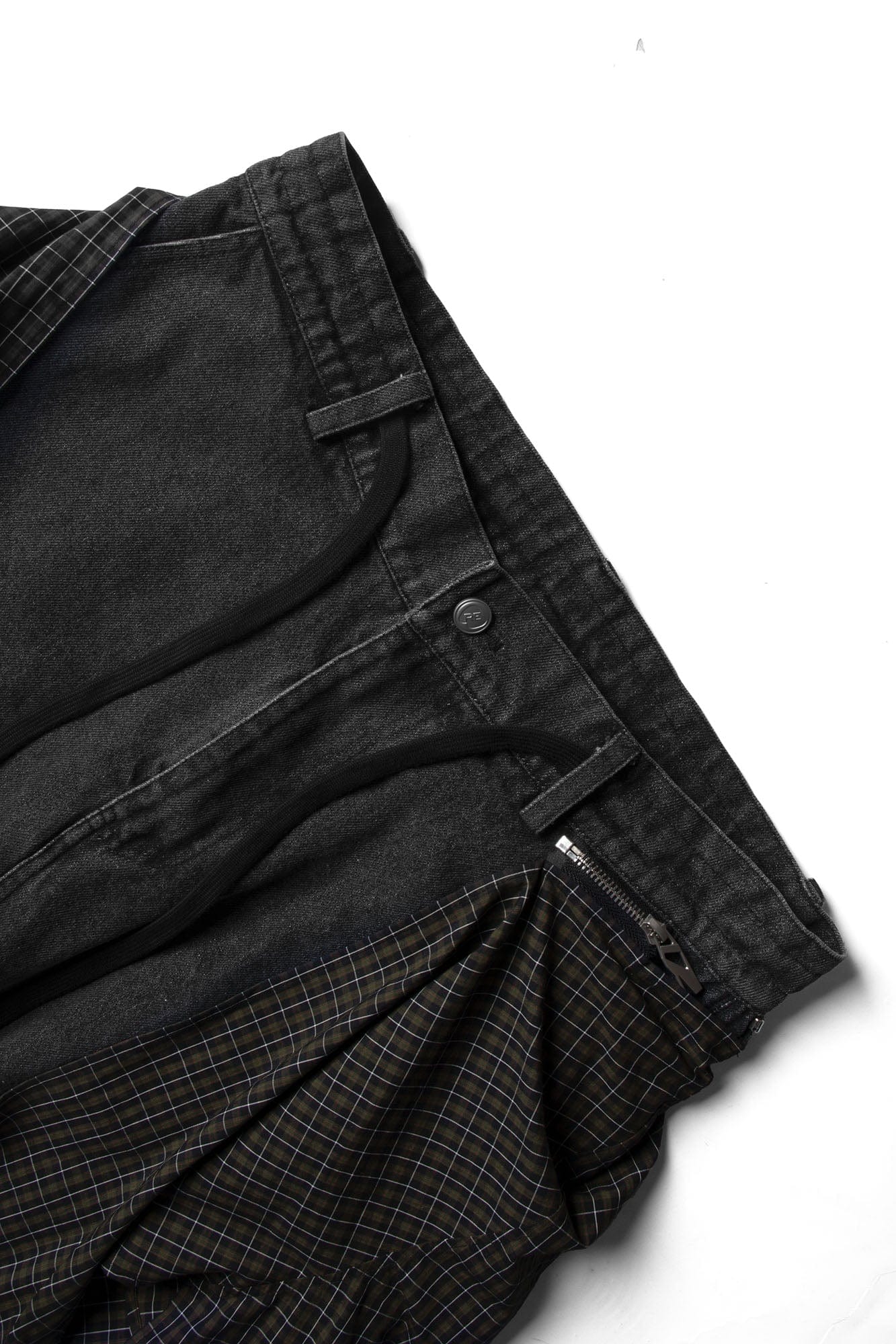Detachable Drape Drawstring Baggy Jeans Black