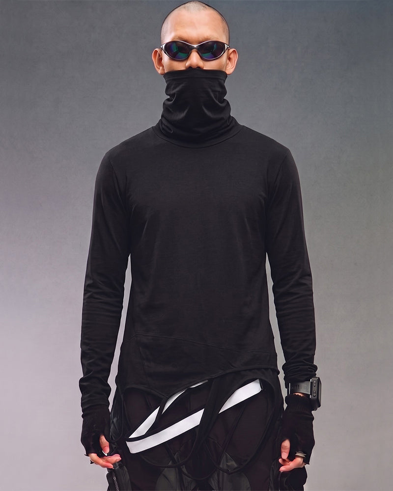 Post-Apocalyptic Face-Covering Deconstructed Long-Sleeve T-Shirt