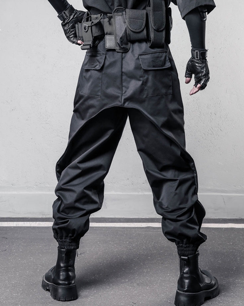 Minimalist Curved Panel Techwear Cargo Pants