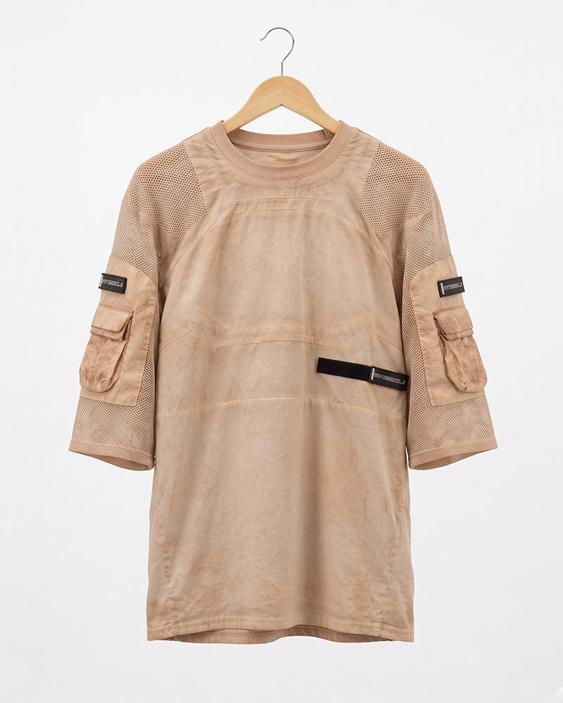 Wasteland Dirty-Dye Mesh Velcro Pocket Tactical T-Shirt