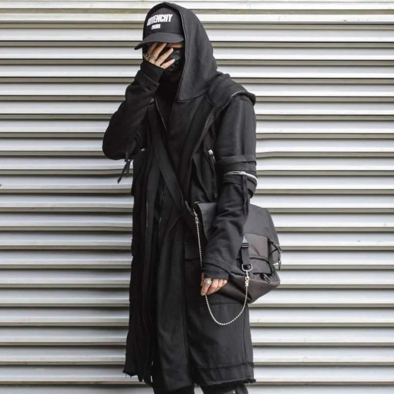 Futuristic Techwear Double-Layered Hooded Coat