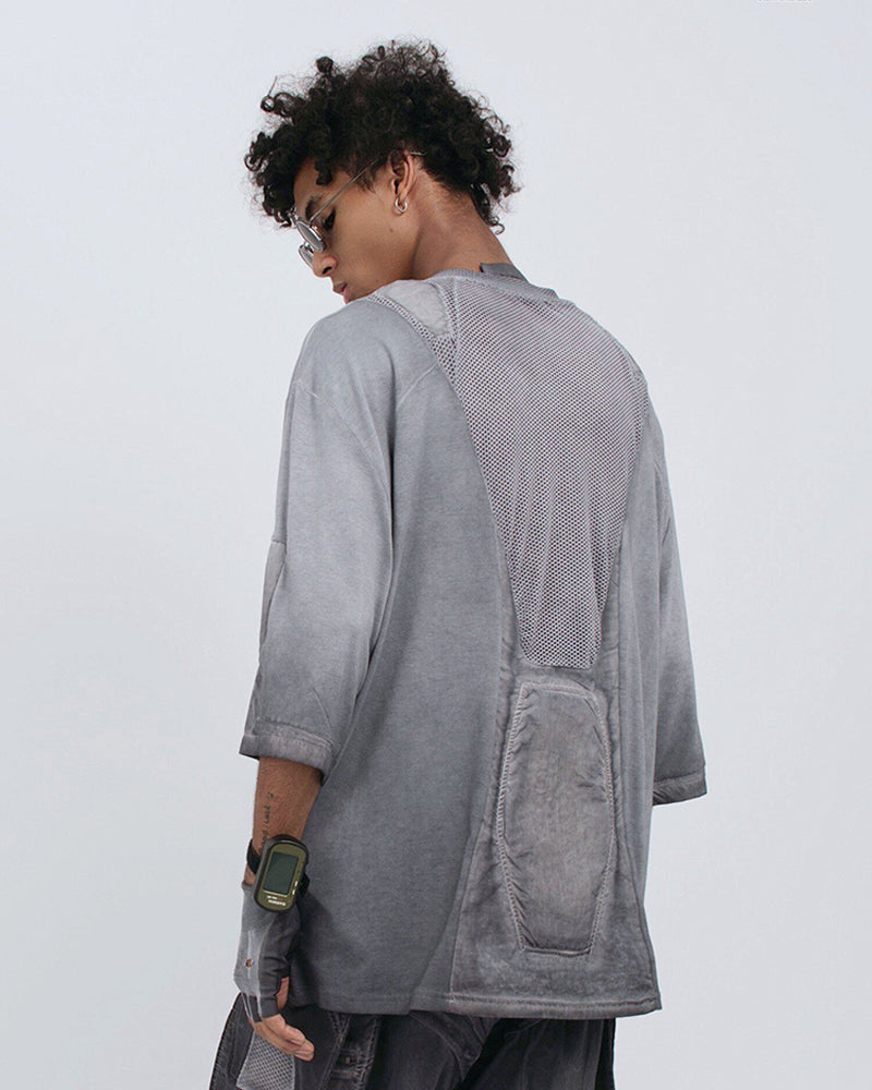 Wasteland Dirty-Dye Mesh Panel Tactical T-Shirt