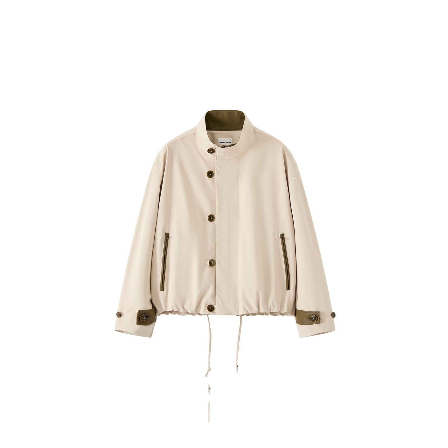 Stand Collar PU Drawstring Jacket