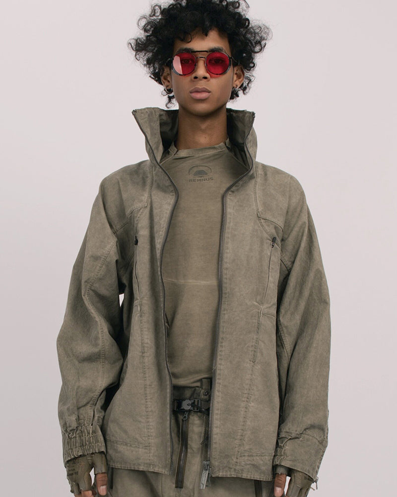 Washed Utility Multi-Zip Tech Jacket