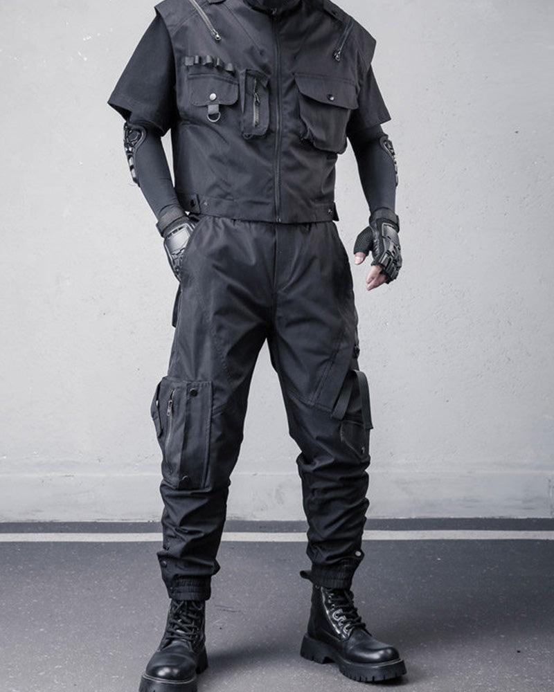 Ninja Techwear Black Slim Cargo Pants