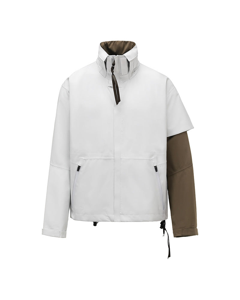 Water-Repellent Stand-Collar Hooded Hard-Shell Jacket