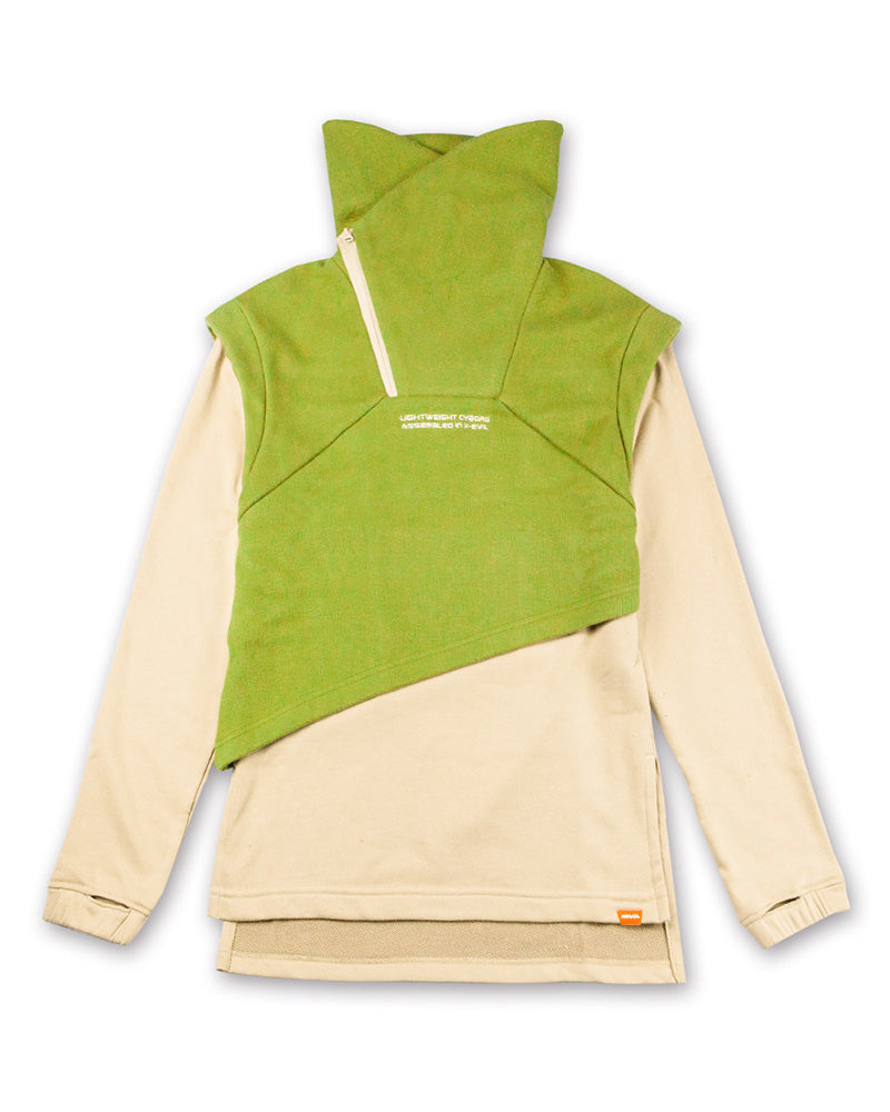 Cyberpunk Outfits Layered Fleece-Lined High-Neck Sweatshirt