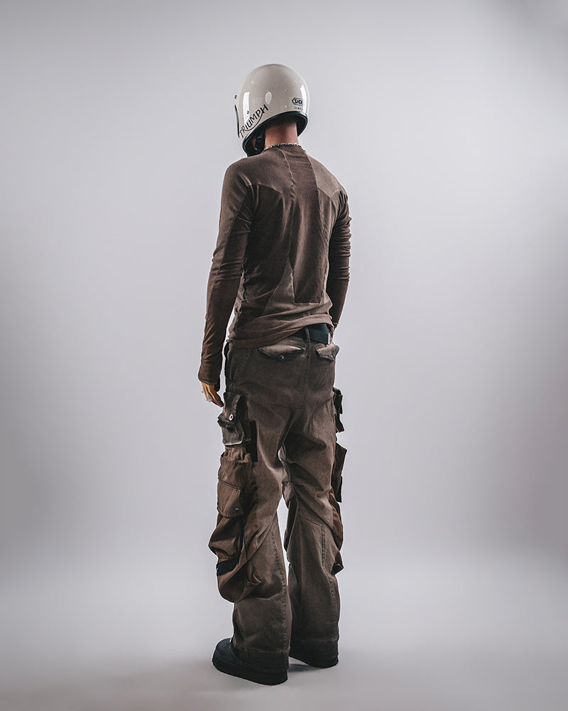 Post-Apocalyptic Asymmetric Panelled Compression Long-Sleeve Tee