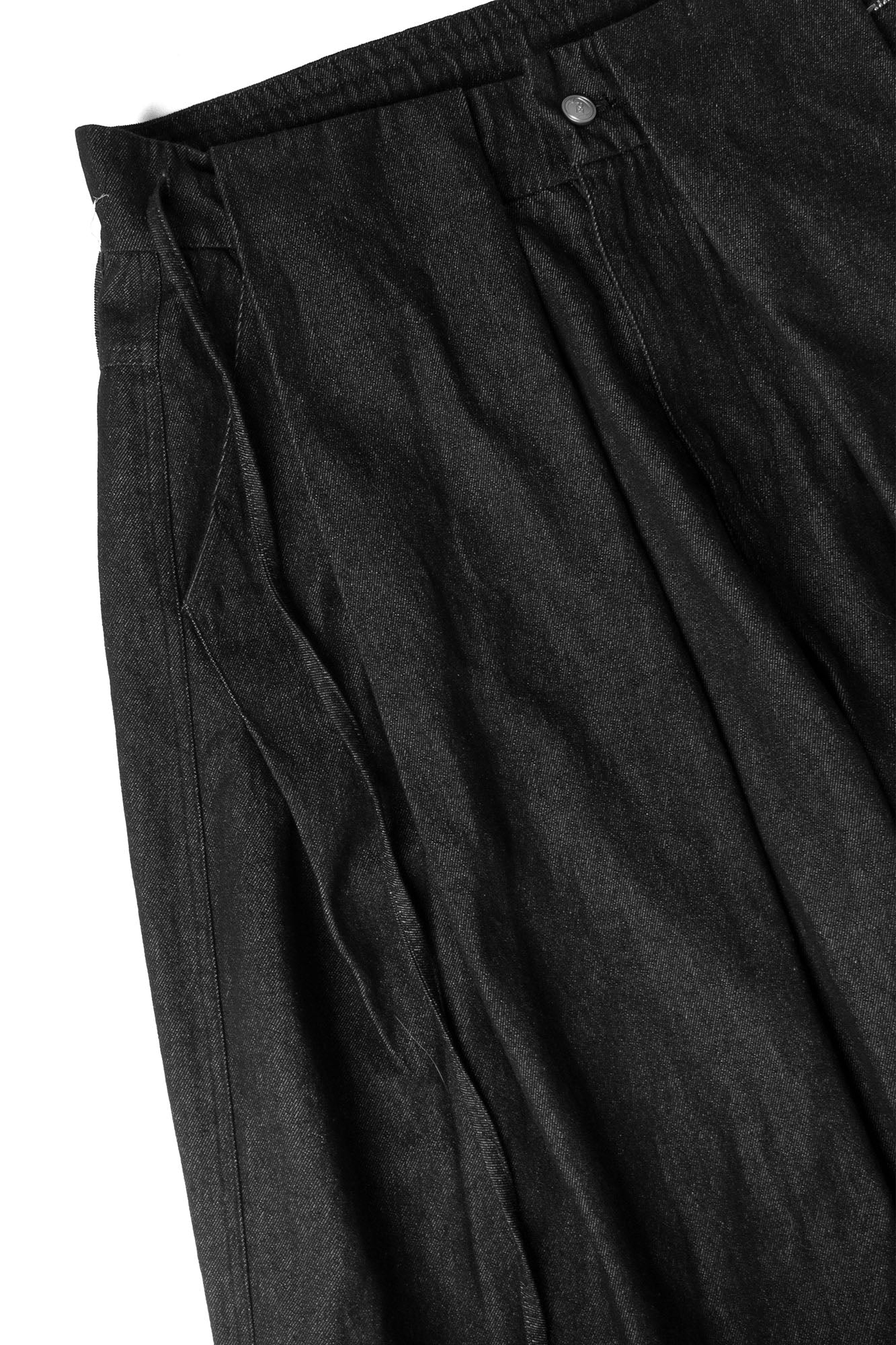 Drawstring Pleated Oversized Raw Jeans