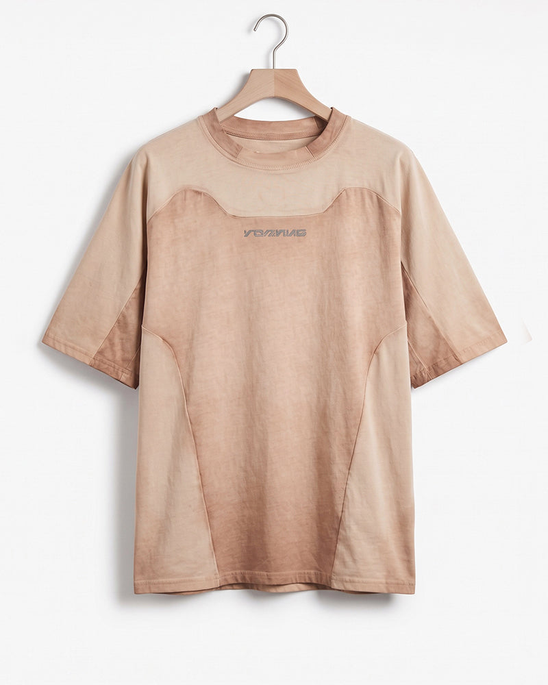Wasteland Dirty-Dye Geometric Panel Short Sleeve Tee