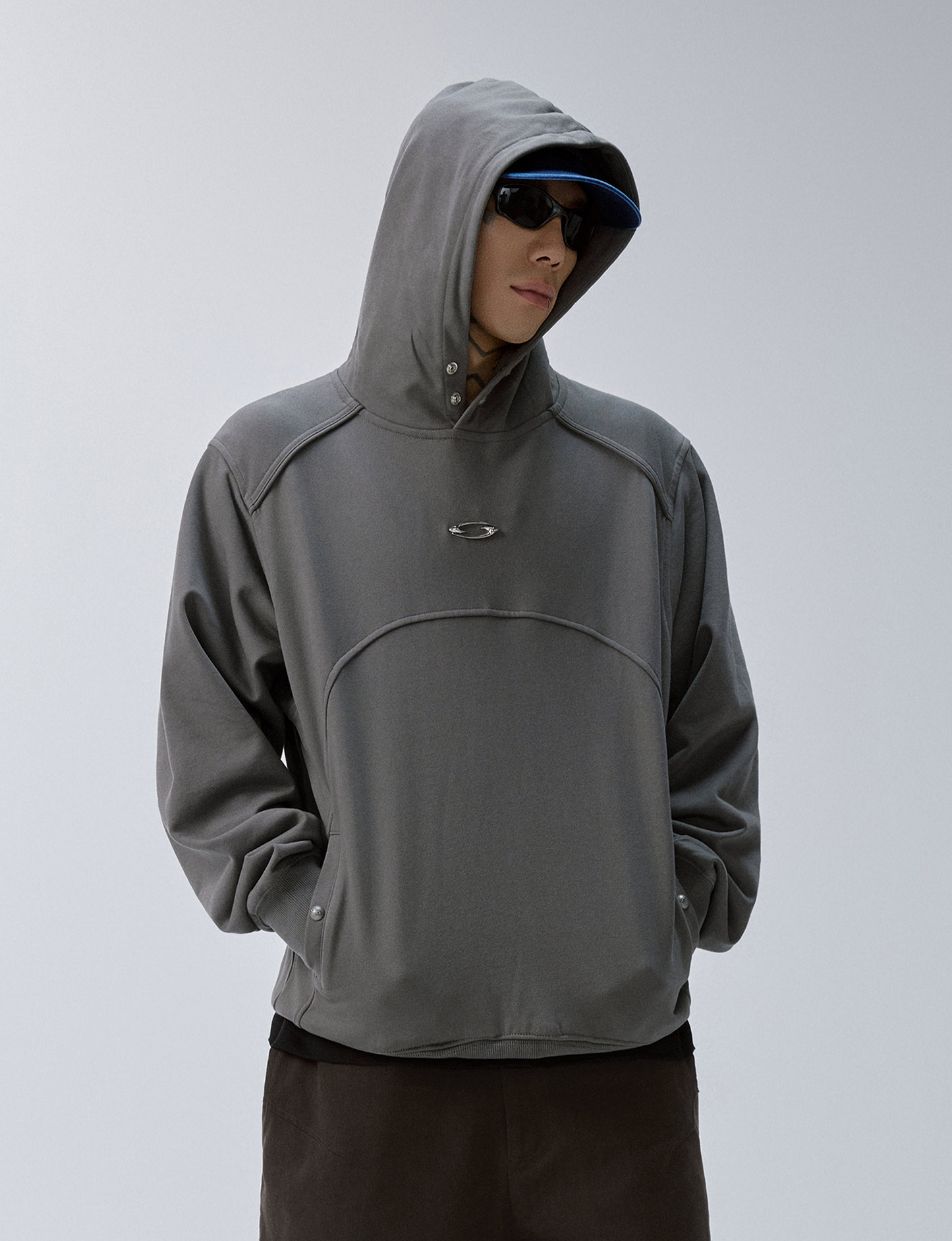Essential Metal Badge Snap Hoodie