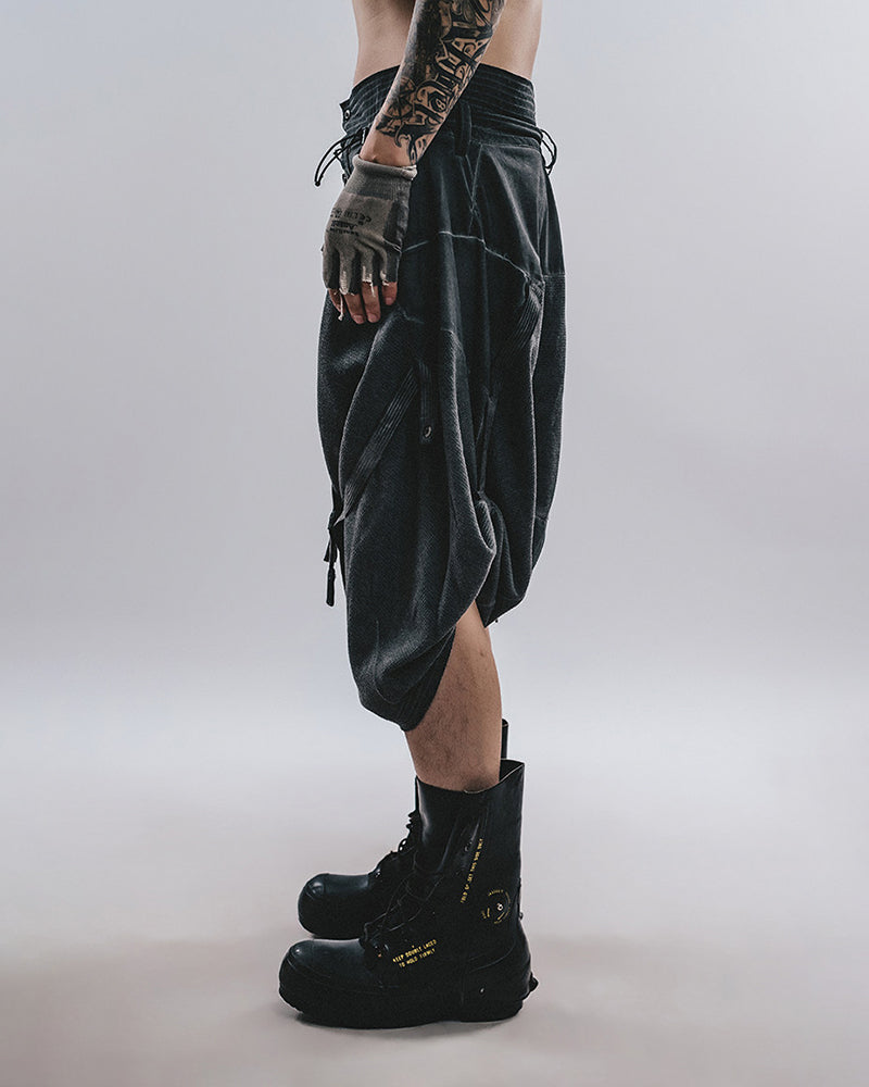 Post-Apocalyptic Relaxed Drop-Crotch Shorts