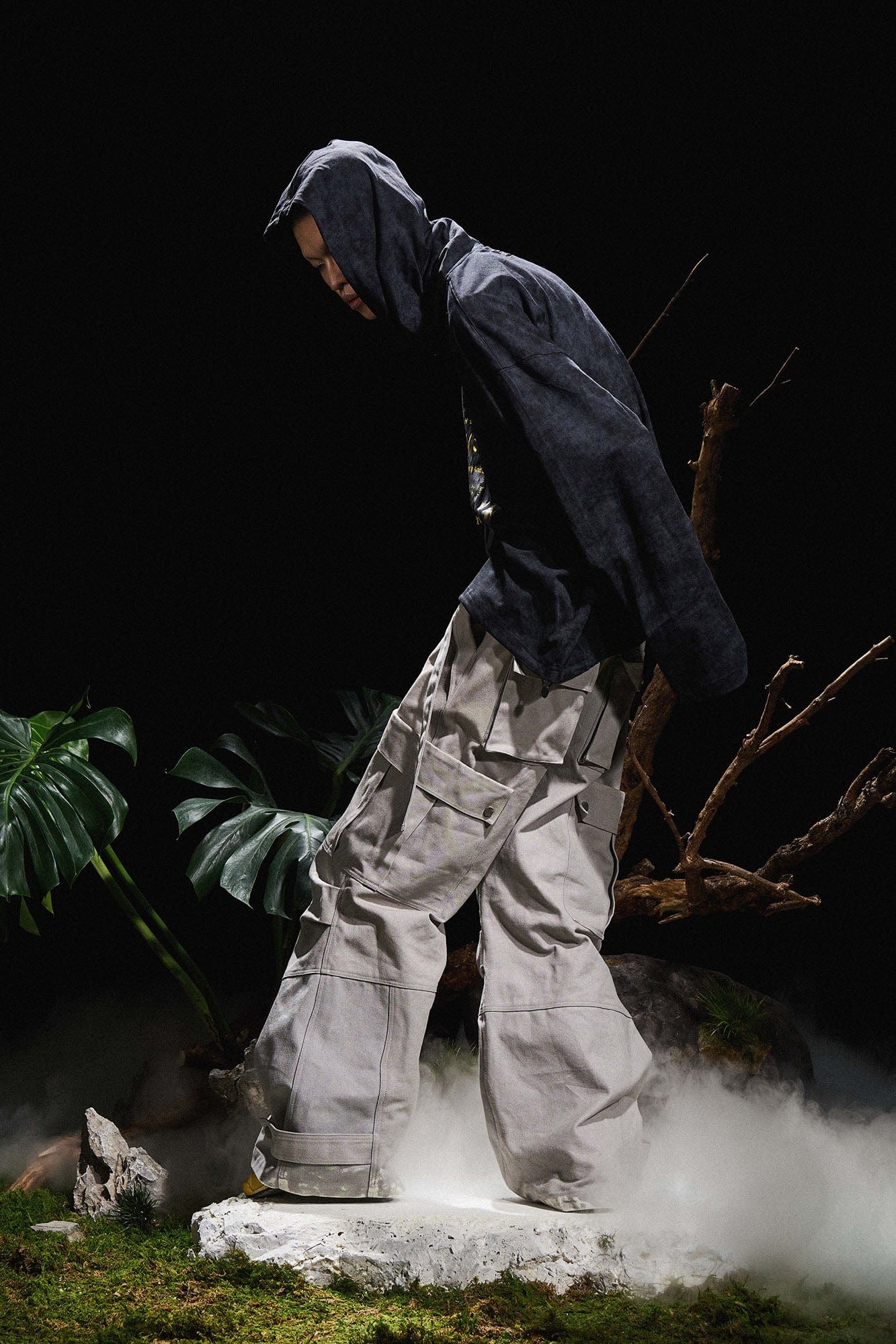 Multi-Pocket Oversized Workwear Cargo Pants Gray