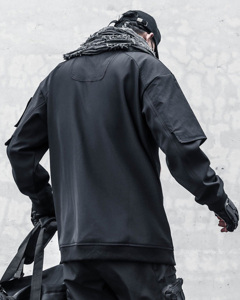 Techwear Tactical Patchwork Pullover Sweatshirt