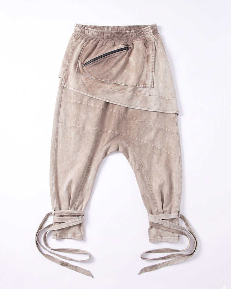 Wasteland Asymmetric Distressed Drop Crotch Ninja Pants