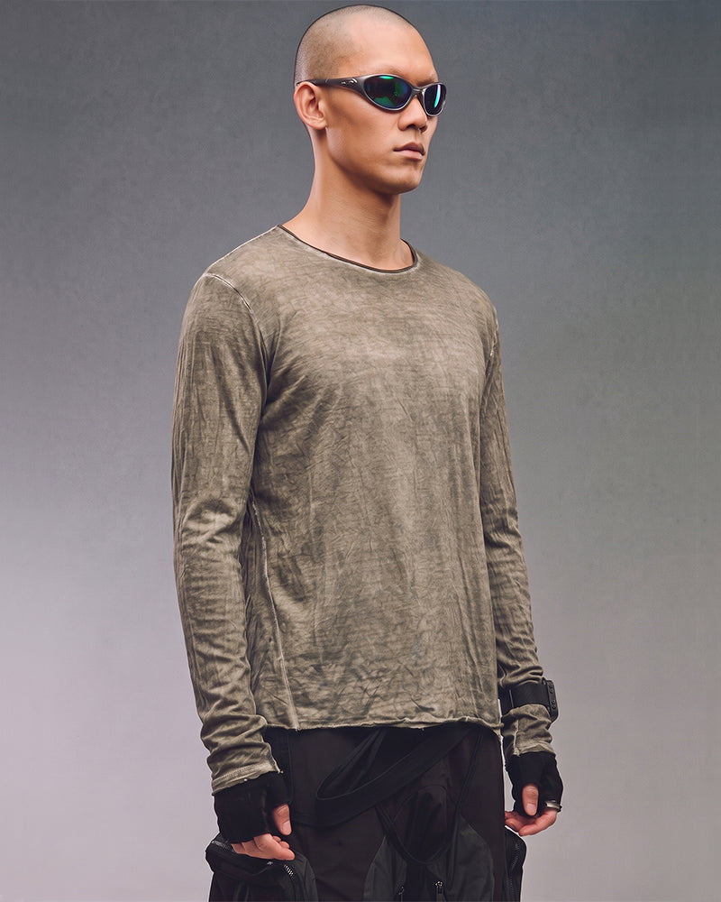 Post‑Apocalyptic Tie‑Dyed Asymmetric Long‑Sleeve T-Shirt