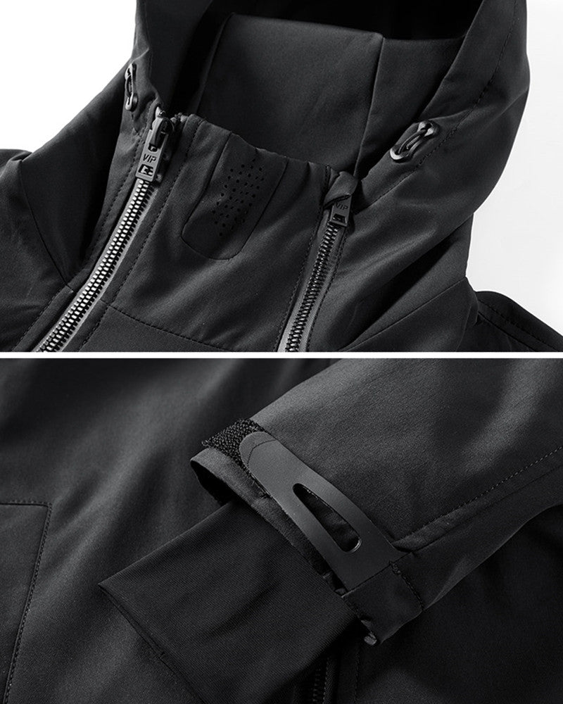 Techwear Hooded Tactical Cargo Jacket