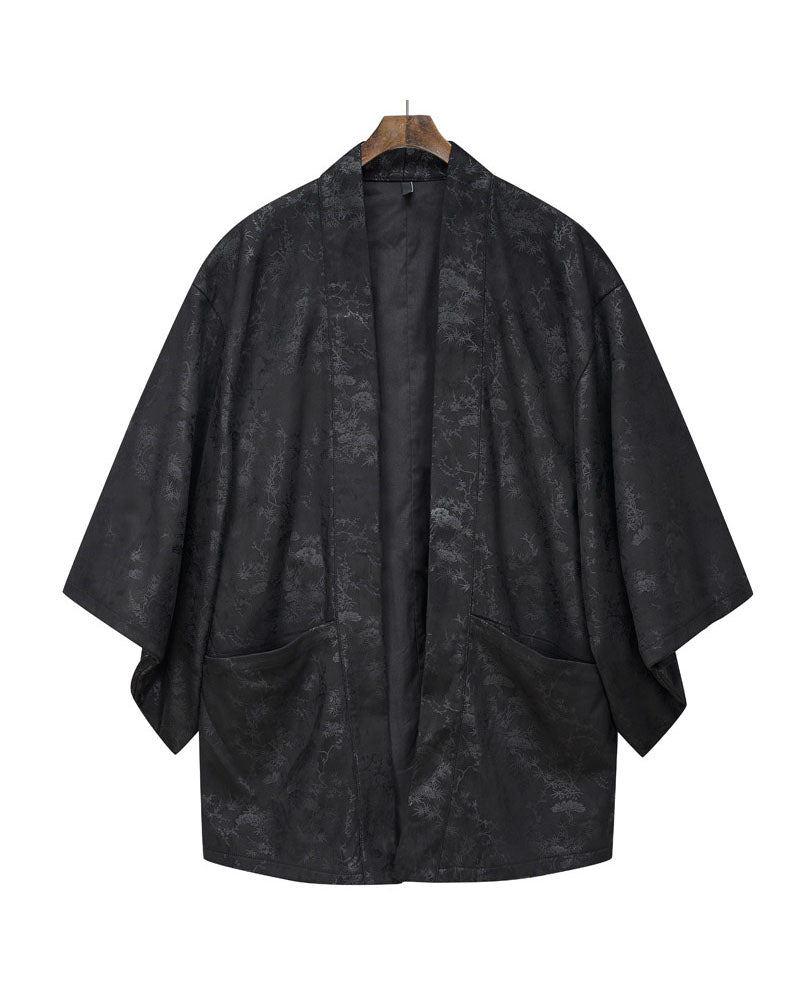 Vintage Japanese Pattern Suede Kimono Jacket