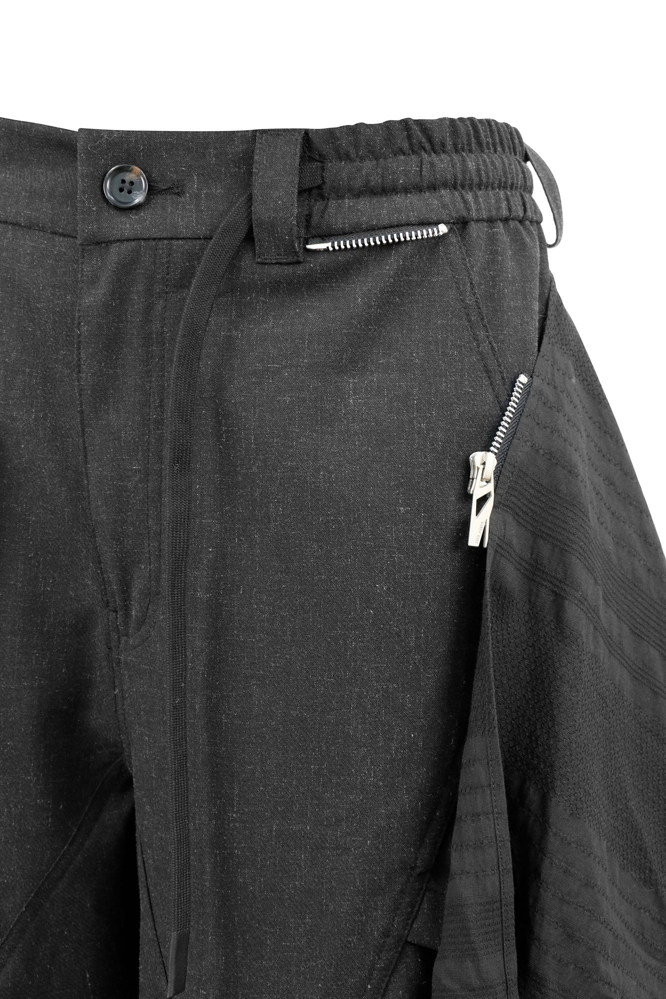 Detachable Drape Linen-Blend Cargo Dark Gray