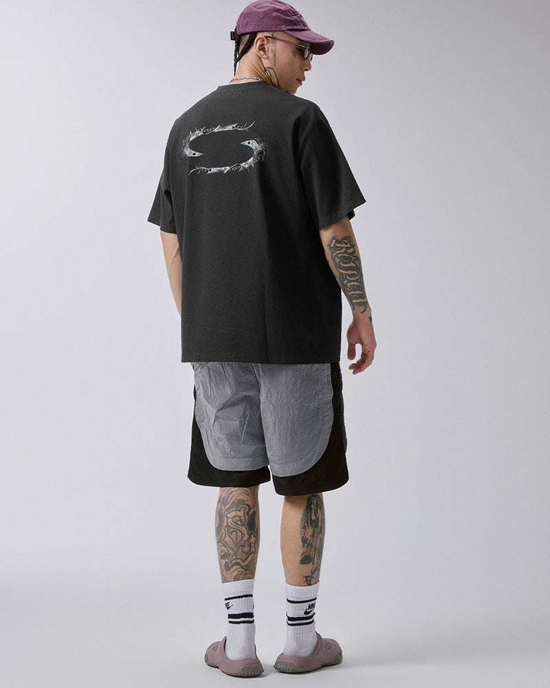 Metallic Nylon Panel Shorts