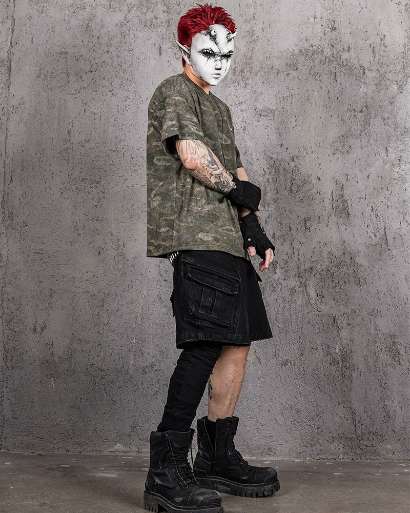 Distressed Camo Oversized T-Shirt