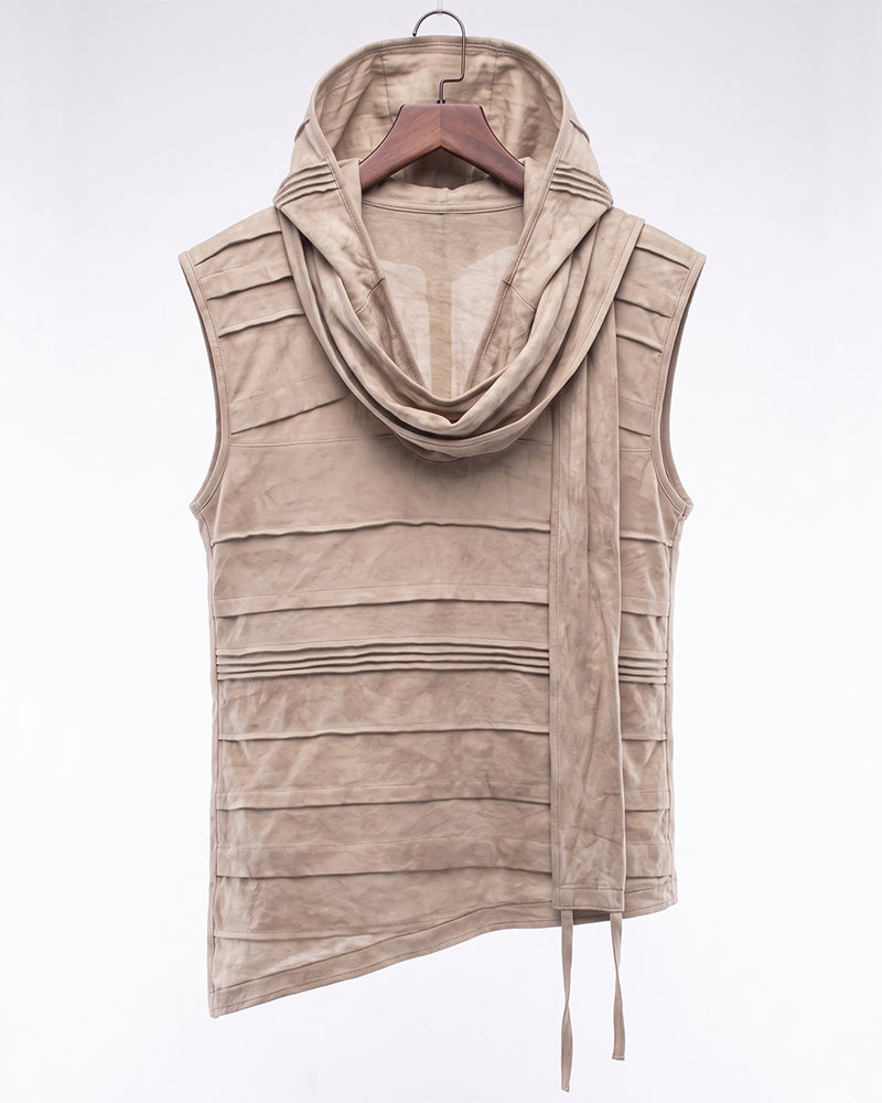Post‑Apocalyptic Asymmetric Sleeveless Hooded Vest