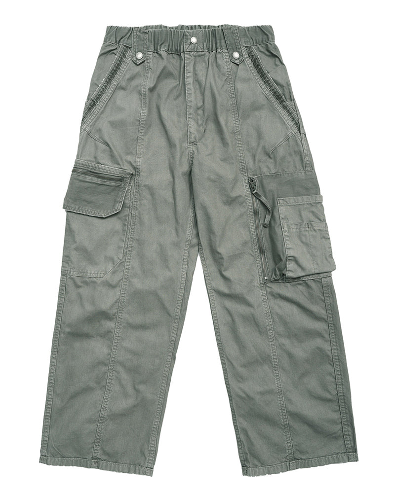 Distressed Vintage Zippered Large‑Pocket Cargo Pants