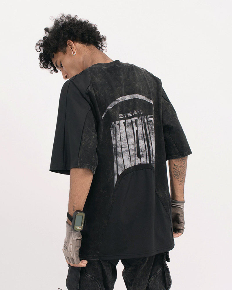 Distressed Dirty-Dye Deconstructed Panel T-Shirt