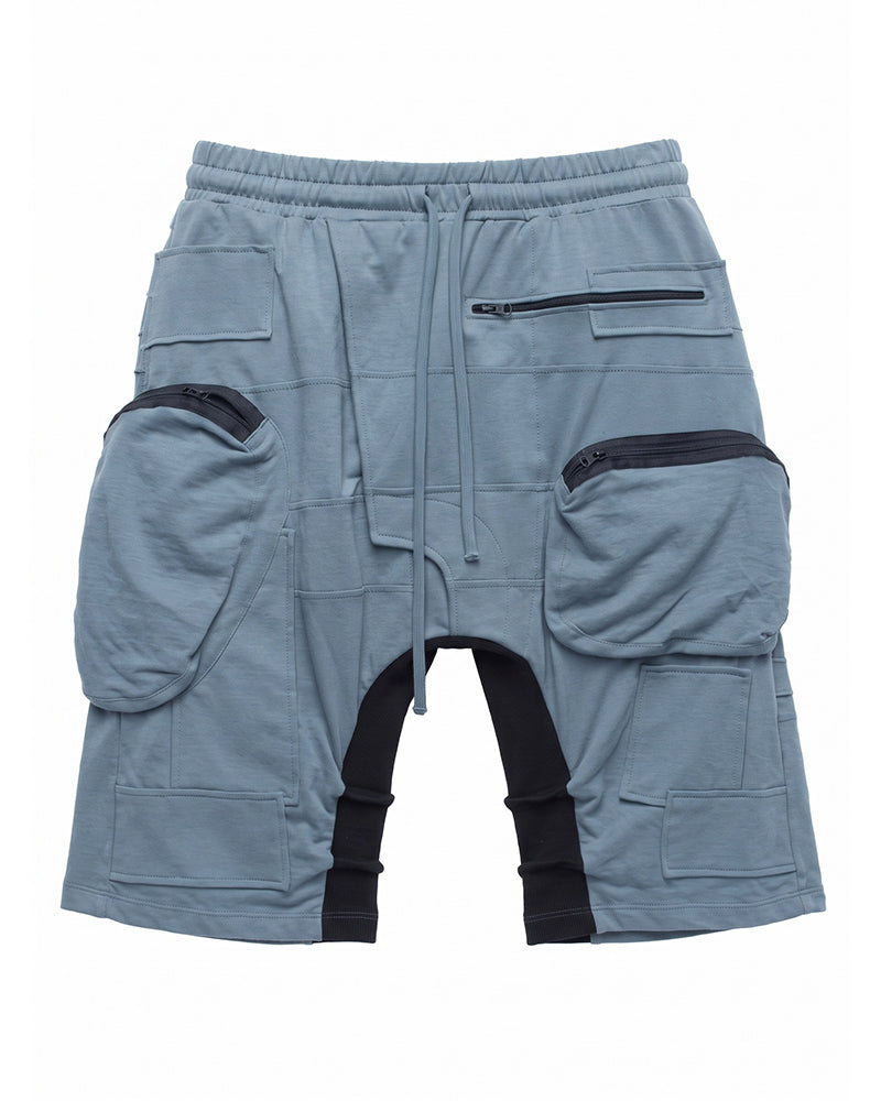 Post-Apocalyptic Multi-Zip Cargo Contrast Shorts