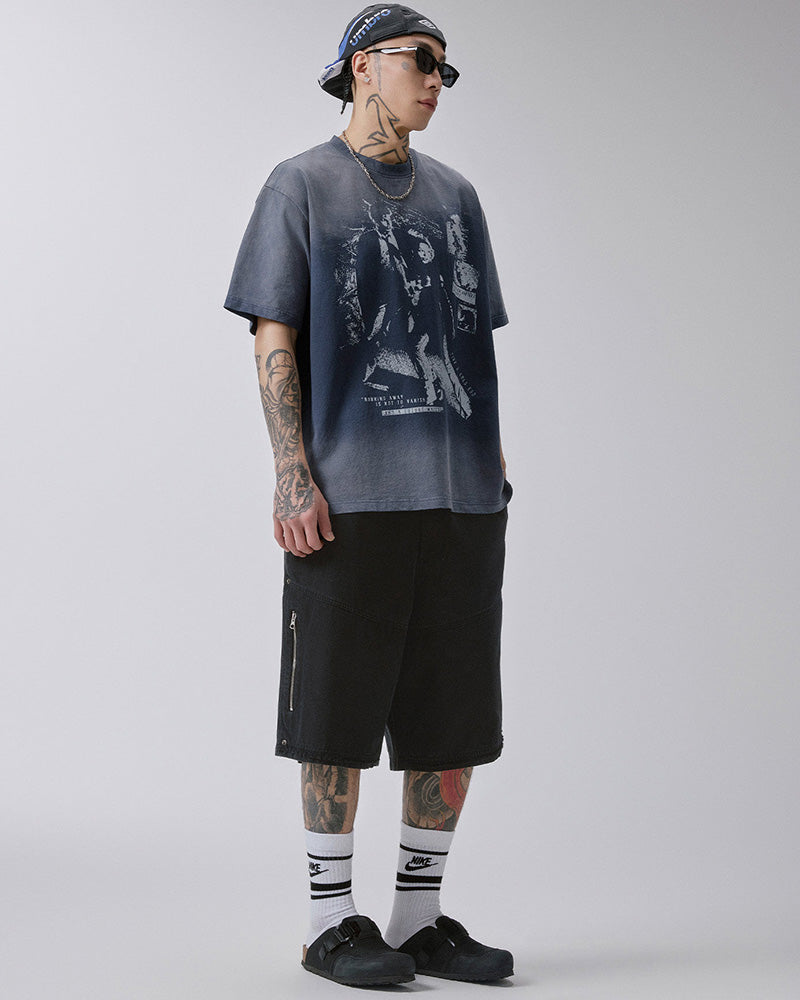 Raw-Edge Straight-Leg Shorts