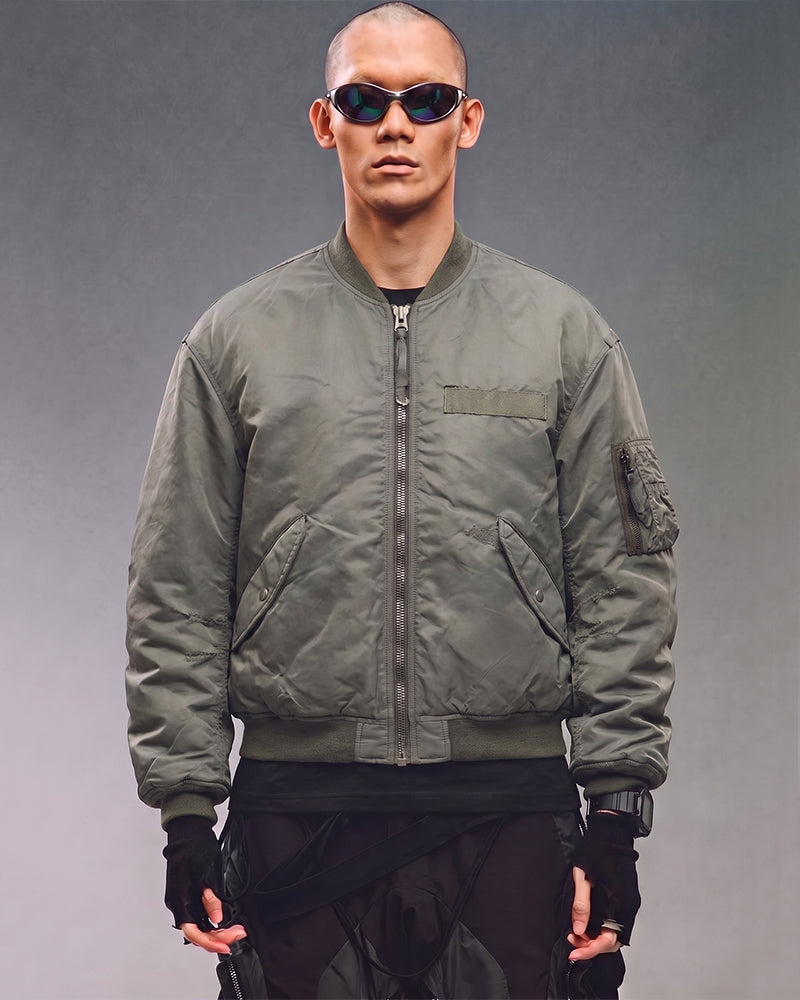Post-Apocalyptic Washed Utility MA1 Bomber Jacket