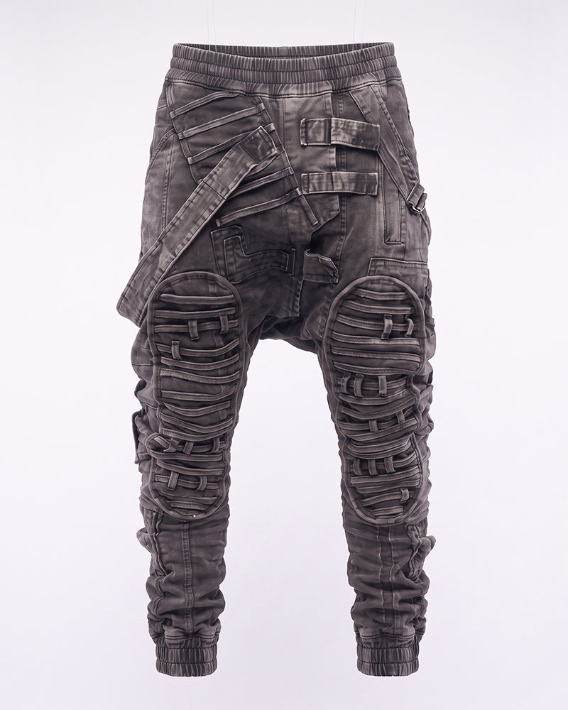 Post‑Apocalyptic Distressed Asymmetric Cargo Pants