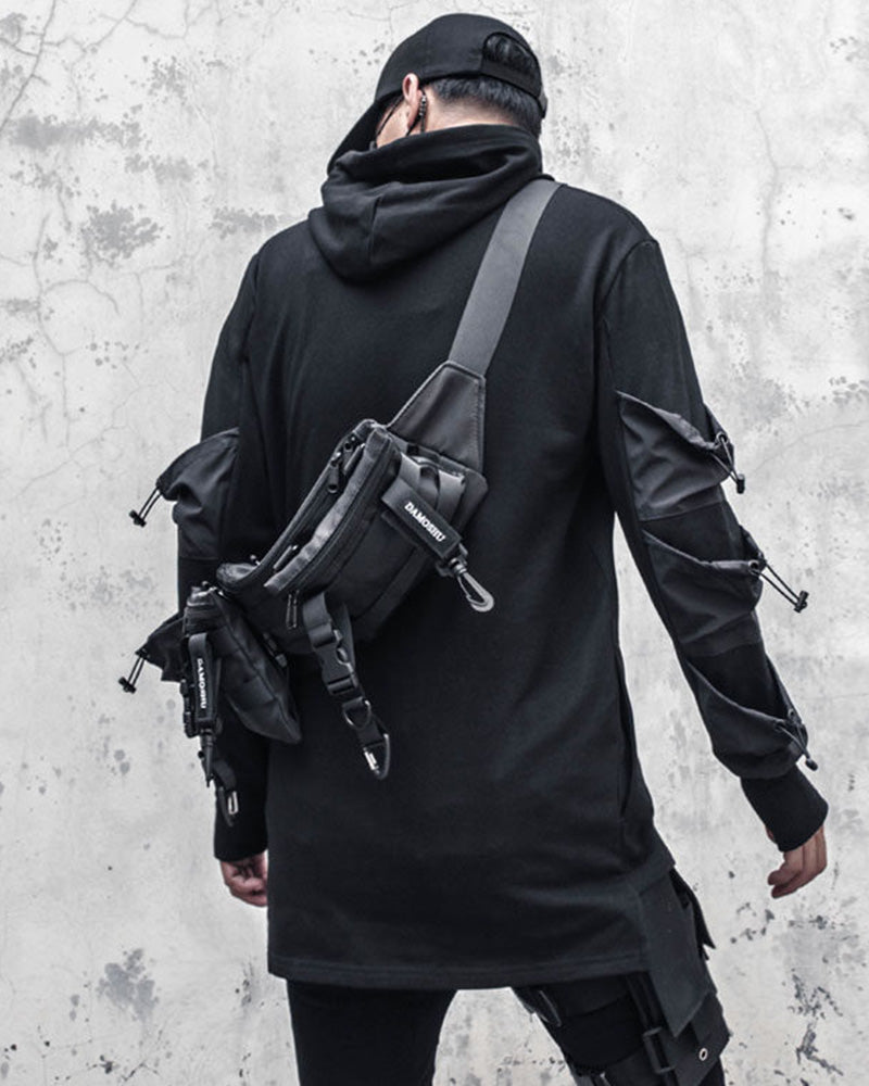 Japanese Techwear Multi-Pocket Drawstring Hoodie