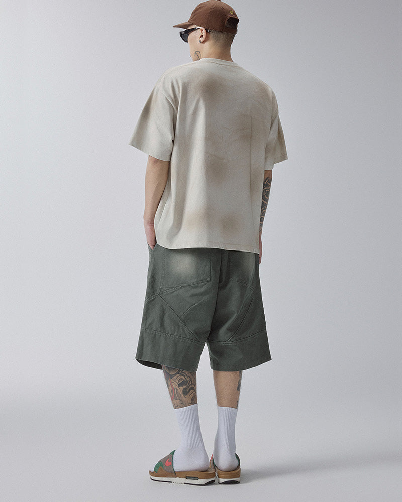 Washed Gradient Oversized Cargo Shorts