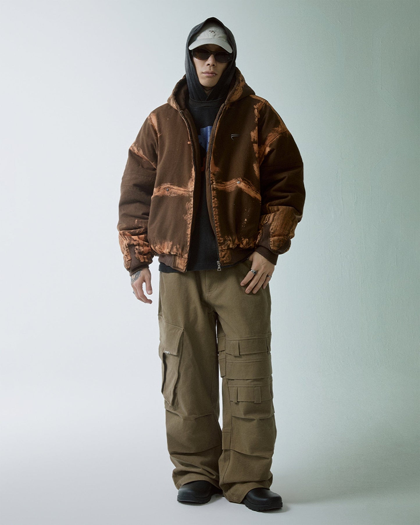 Asymmetrical Crinkled Cargo Pants