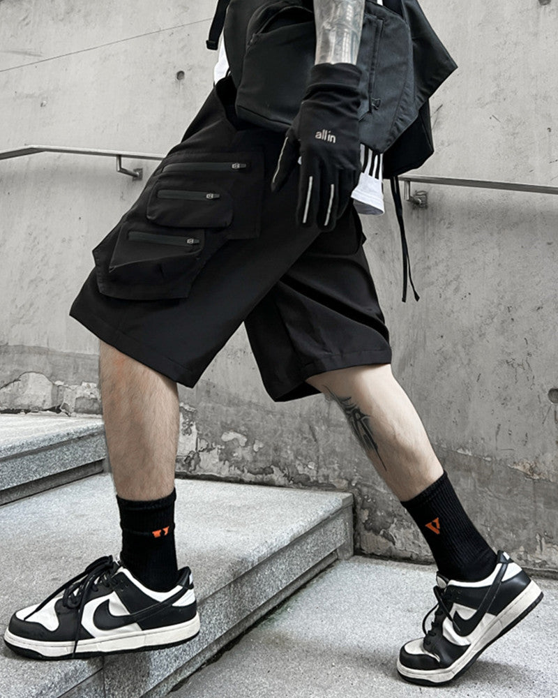 Functional Multi-Pocket Belt Cargo Shorts