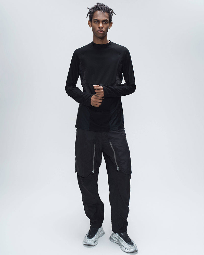 Techwear Color-Block Mock Neck Long-Sleeve Tee