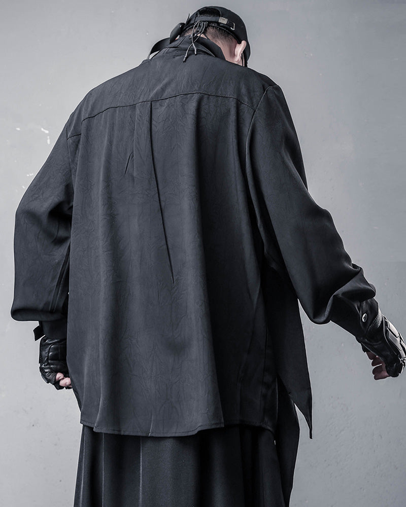 Darkwear Style Japanese Urban Scarf Collar Shirt