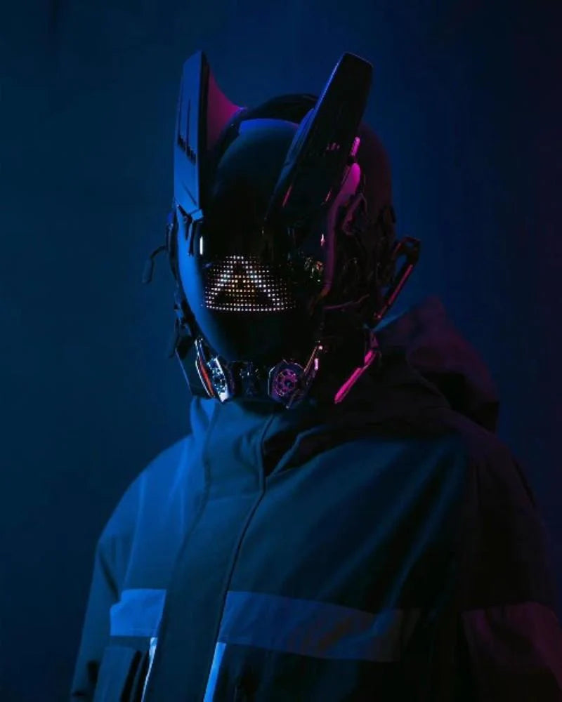Rhythm Cyberpunk Helmet Mask ( Customizable Text And Image Available)