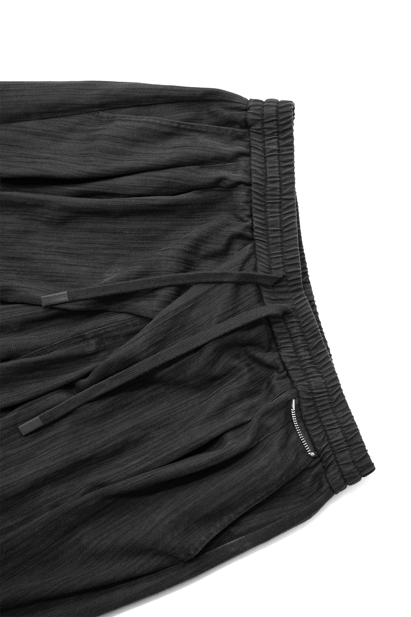 Crinkled Drawstring Oversized Pants Black